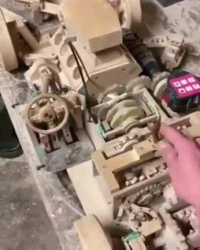 Working car model made of wood