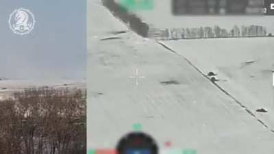 Ukrainian footage is showing an attack on a Russian IFV using an FGM-148 Javelin ATGM.