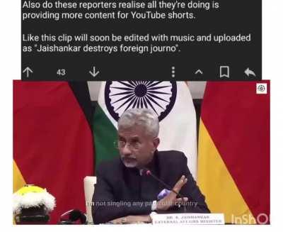 EAM jaishankar OBLITERATES foreign journo (meta lore post)