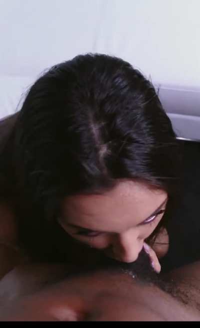 The way she masterfully throats his cock