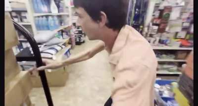 A plumber gets beat and dragged throughout a store after getting caught trying to meet a 13 year old girl.