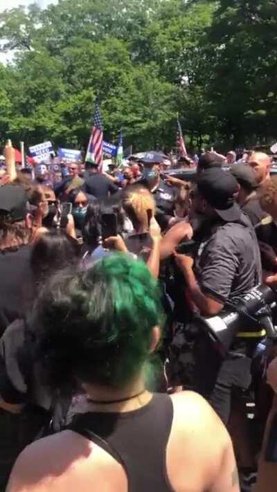BLM Protesters in Bayside, NY clash with Blue Lives Matter Group on Sunday, July 12.