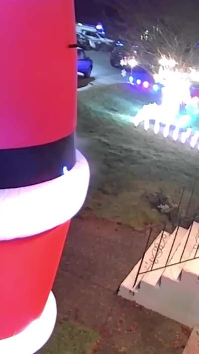Large Santa ornament gets targeted by a drive-by shooting