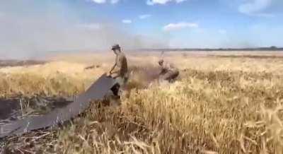 Russians deliberately fire incendiary shells at wheat fields. Our soldiers have to not only destroy the enemy, but also save the harvest