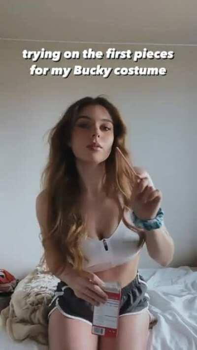 Trying on the first few parts of Bucky costume