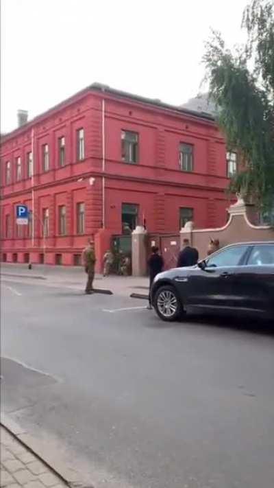 Latvian Soldiers doing a Military exercise in middle of a City