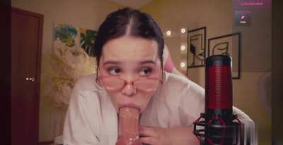 Slut with glasses deepthroats your cock POV
