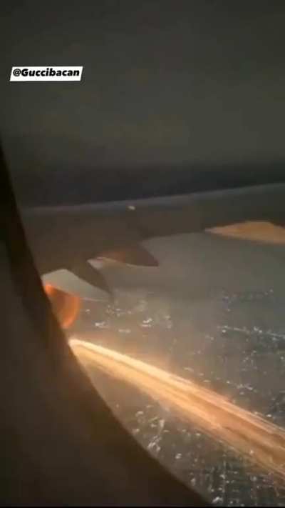 Air-plane motor catches fire