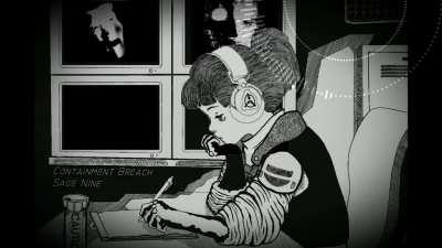 Looks like the LoFi Girl got a job at... oh god, SCP's Site 19? Ah geez, she has headphones on, she can't hear that theres a containment breach, ah fuck oh no