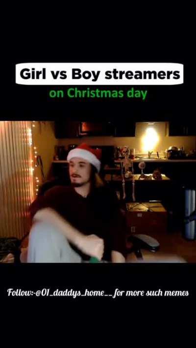 Girl vs boy streamers on Christmas day