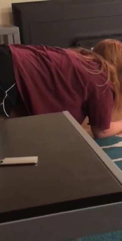 My sister’s Friend scaring my sister’s cat.