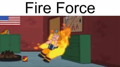 He's using force on that fire alright.