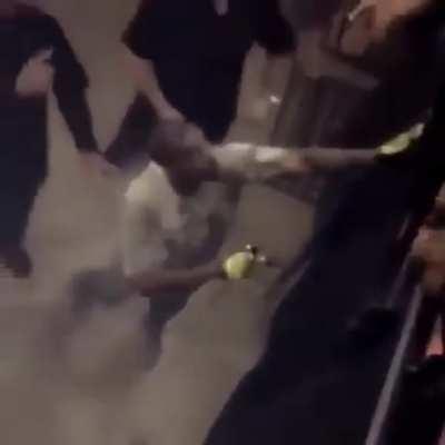 Kanye instinctively rushes to catch fan on balcony