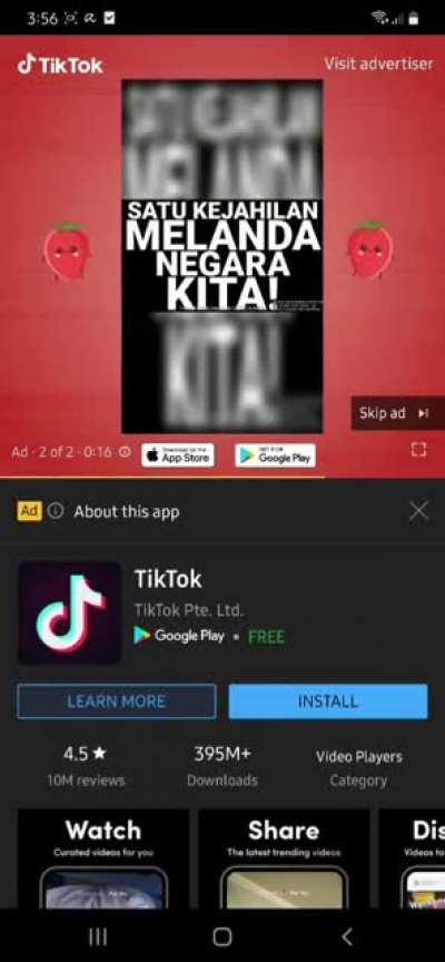 I got (un)lucky and got the TBM anti-LGBT ad for TikTok again. Finally I was able to report it. Warning: Earrape
