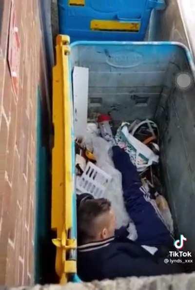 Dude in a bin taking on a side quest