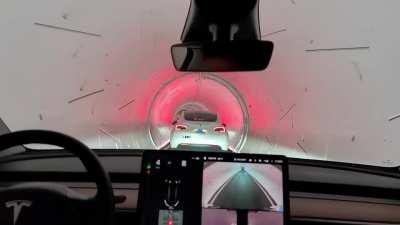 Traffic jam in tunnel made to prevent traffic by Elon Musk. Also doesn't really look safe at all, if there was a fire or you had a flat tire in there it doesn't look like you can just pull to the side of the road.
