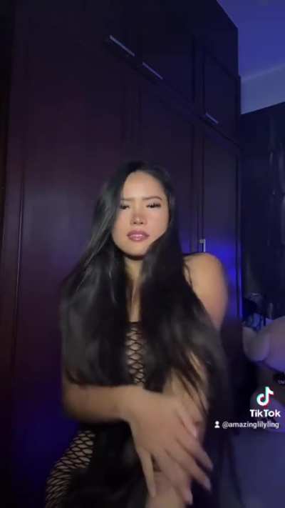 She is so sexy in fishnets 🥵