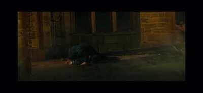 In Harry Potter and the Deathly Hallows Part 2 (2011), Harry, Ron and Hermione easily navigate past a troll, spiders, a werewolf and dementors. These are all antagonists of the first 3 films and demonstrates how powerful our protagonists have become