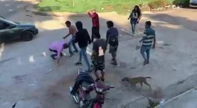 Ainât nothinâ off limits in a street brawl.