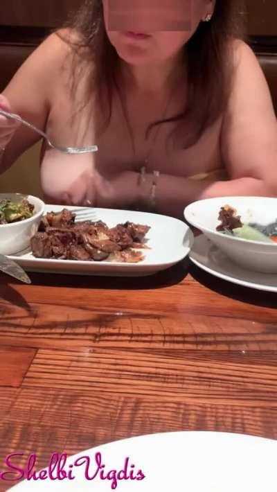 Flashing at Dinner. I was caught by the waitress! [GIF]
