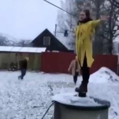 Standing on a well cover