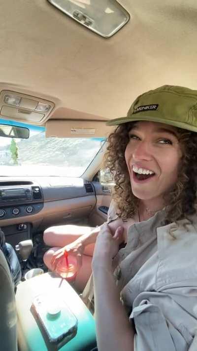 Sneaky titties get peaky in the Uber. Tits or tips?