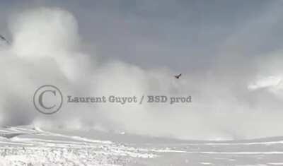 Snow kite hit by an avalanche