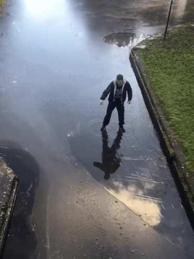 Man crosses the street