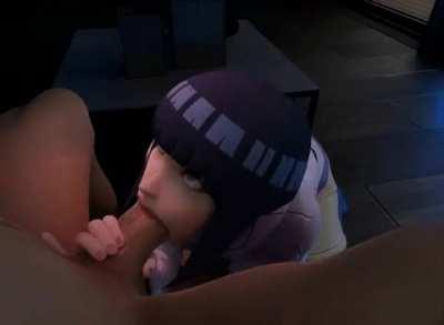 Hinata sucks a huge dick