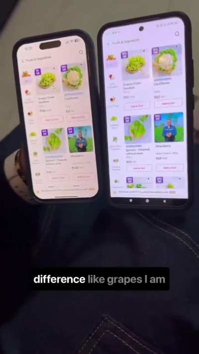 Aaj maine jana that there are different pricing of quick-commerce platforms for Apple and Android users.