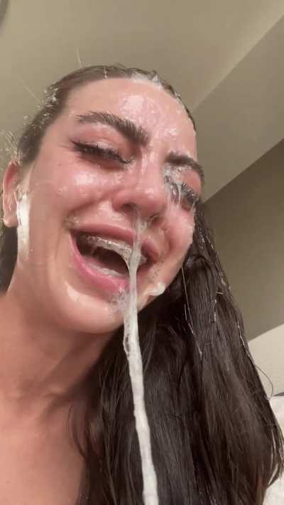 The mess after a throat fucking