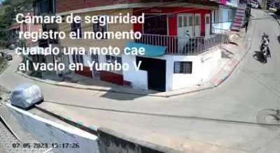 Motorcyclist and passenger fall off the road