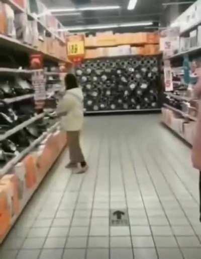 One is trying the pan for eggs, the other is for her husband.