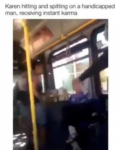 Karen spits at handicapped man and a woman denies her pass. Of course Karen overreacted like a Karen.