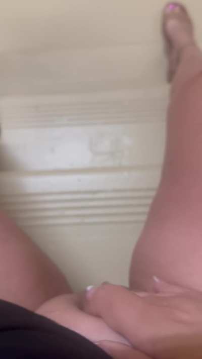 Plugged and pleasuring myself in a hotel staircase. 