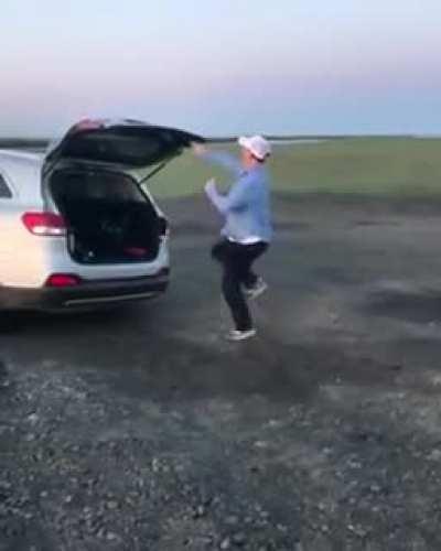 To enter a car through the trunk