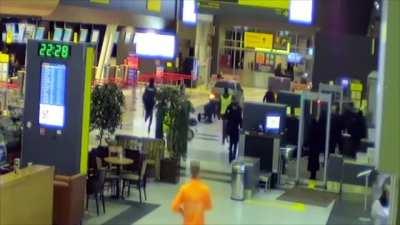 Drunk bloke drives his way through an airport