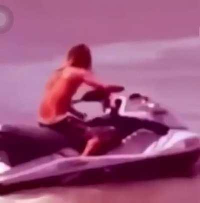 Casually riding a boat