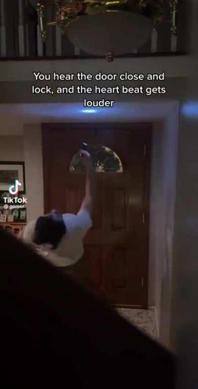 Do you go to the door or hide?