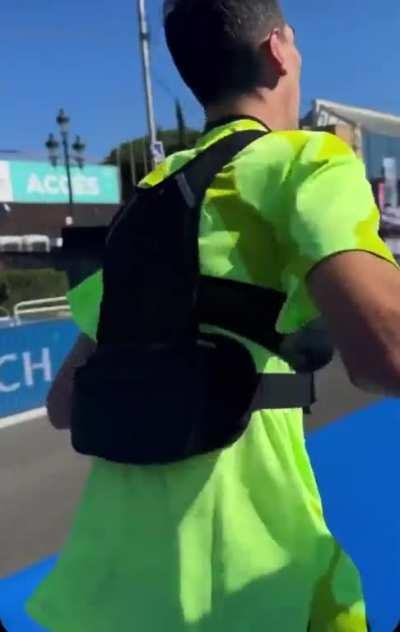 Holding my nut so I finish last