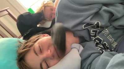 Beluga whacking me in the face with her tail while eating her other mom’s hair