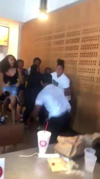 Dude Catches His Ops Inside Chipotle & Flew In With A Flying Elbow!