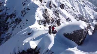 Aerial view of the Himalayas somewhere on the Mardi Himal Trek