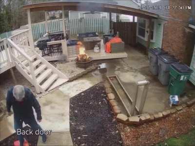 Guy shows how not to start a fire