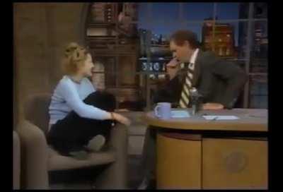 Drew Barrymore flashes David Letterman, 1995