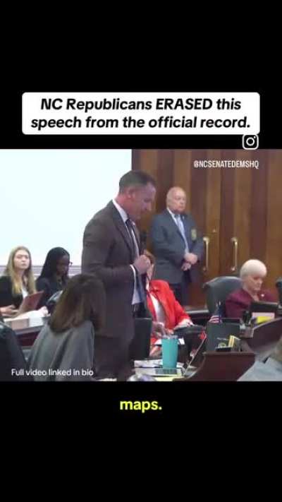The speech Republicans denied NC state senator Michael Garrett (D) to be entered into permanent record
