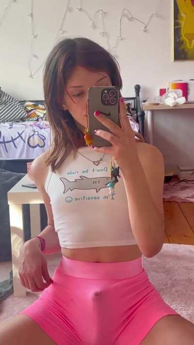 Kleo teasing us with her huge bulge