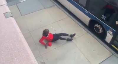 Trying to parkour onto a bus