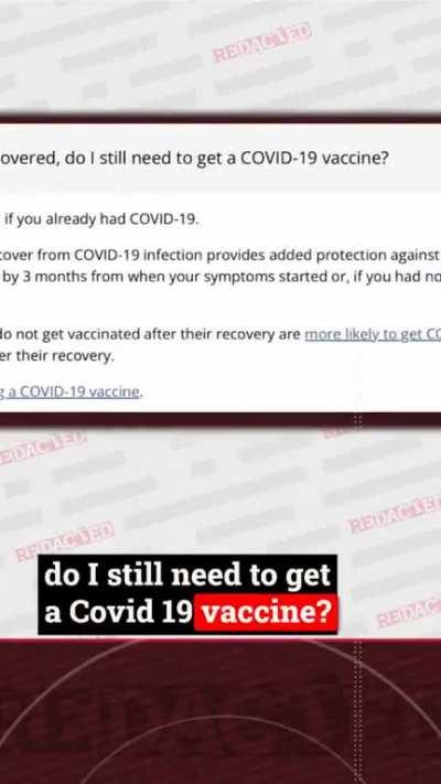 They knew it all along, why all these lies? Natural immunity has always been superior to vaccination, all immunologists know that.