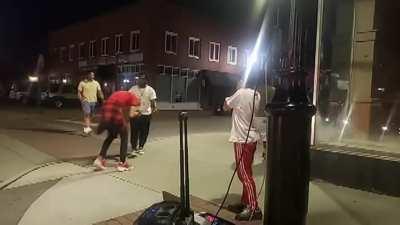 Man sneaks up and sucker punches 12-year-old boy.